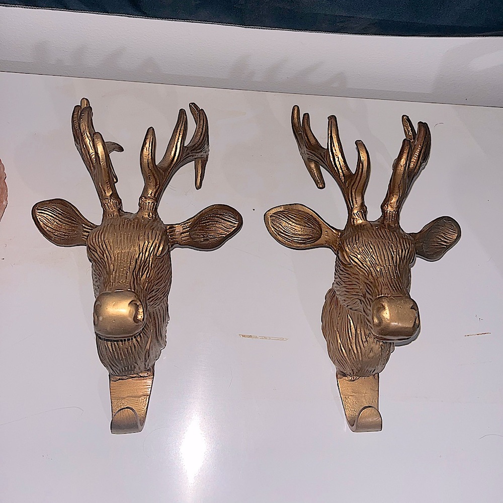 Gold deer wall mount hooks/coat hangers